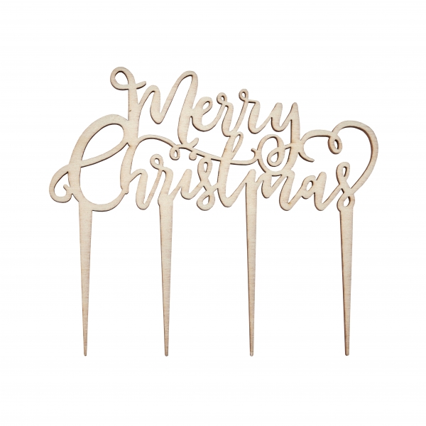 Cake Topper - Merry Christmas - Wooden
